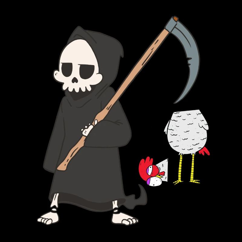 Tod Sensenmann Huhn Horror Halloween Kopf brutal