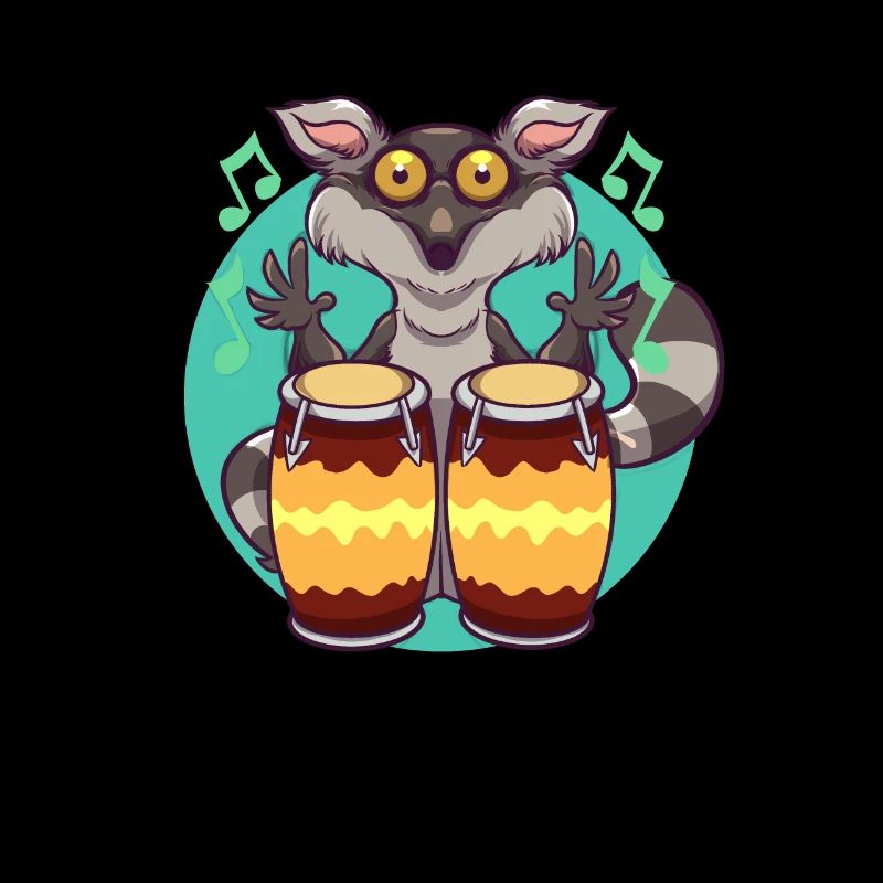 Comic Lemur spielt Percussion