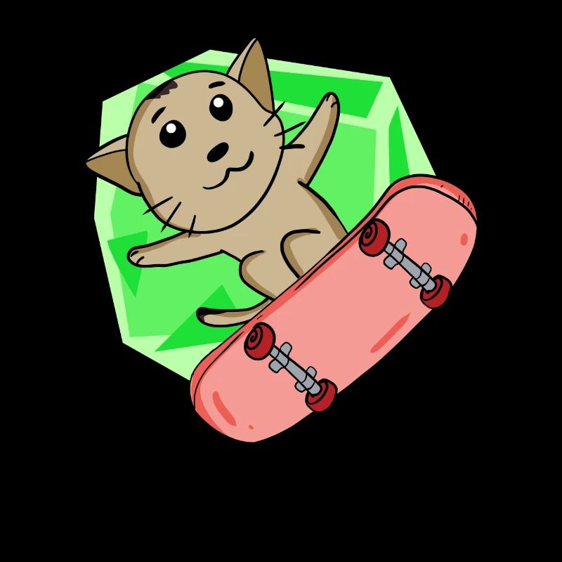 Chat Abyssin chat comme patineur avec skateboard