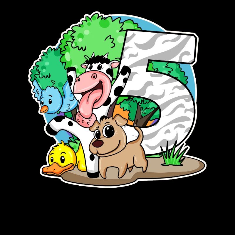 5th birthday Cute animals 5 years old