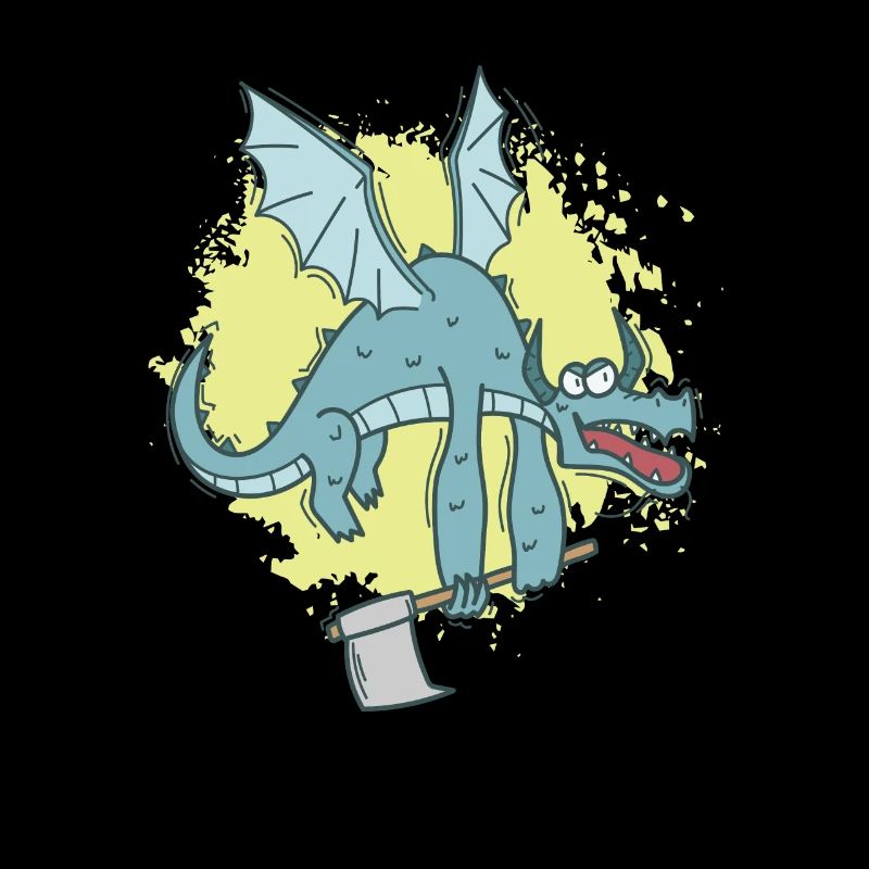 Drôle de dragon avec hache animal mignon