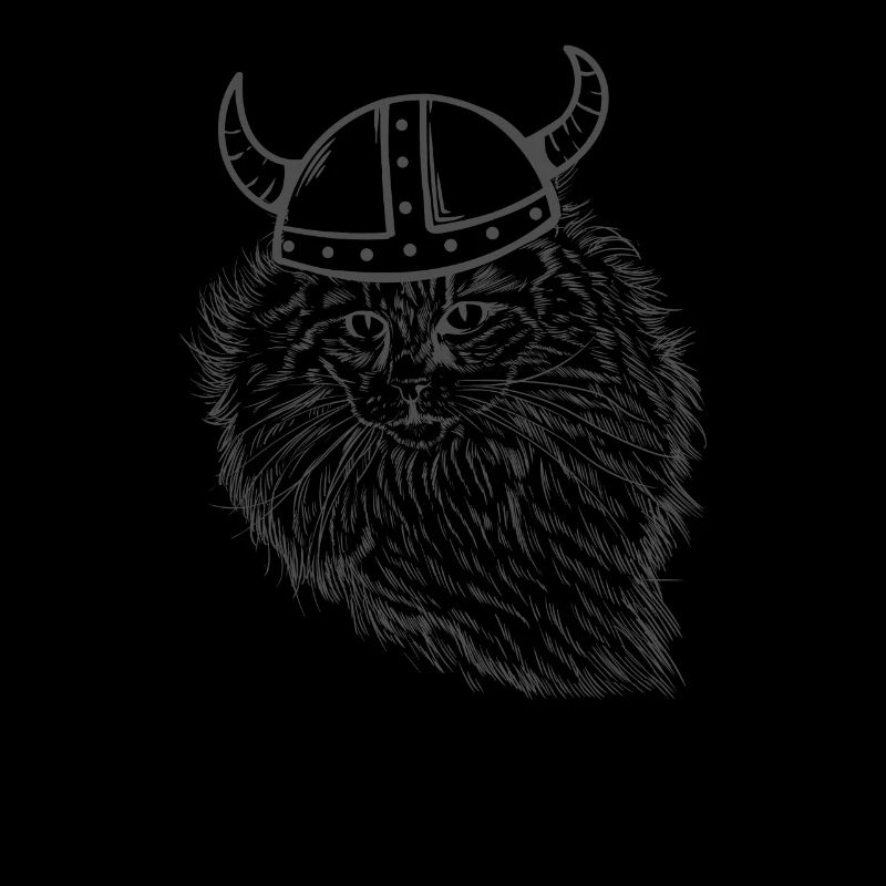 Chat de forêt norvégien avec casque viking