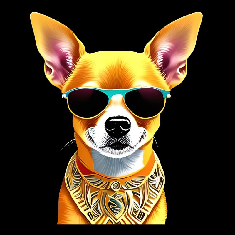 Bunter Chihuahua mit Sonnenbrille