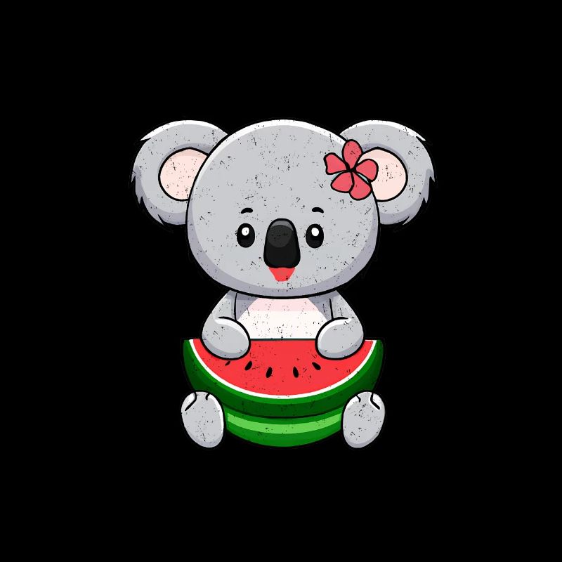 La douce fille Kawaii Koala mange de la pastèque