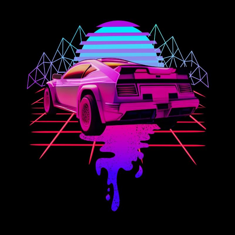 Ästhetik Sportauto Vaporwave Sunset Retrowave