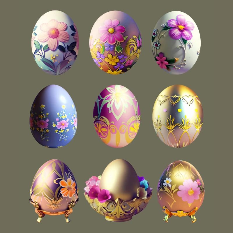 Colorful Easter Eggs Sticker Set
