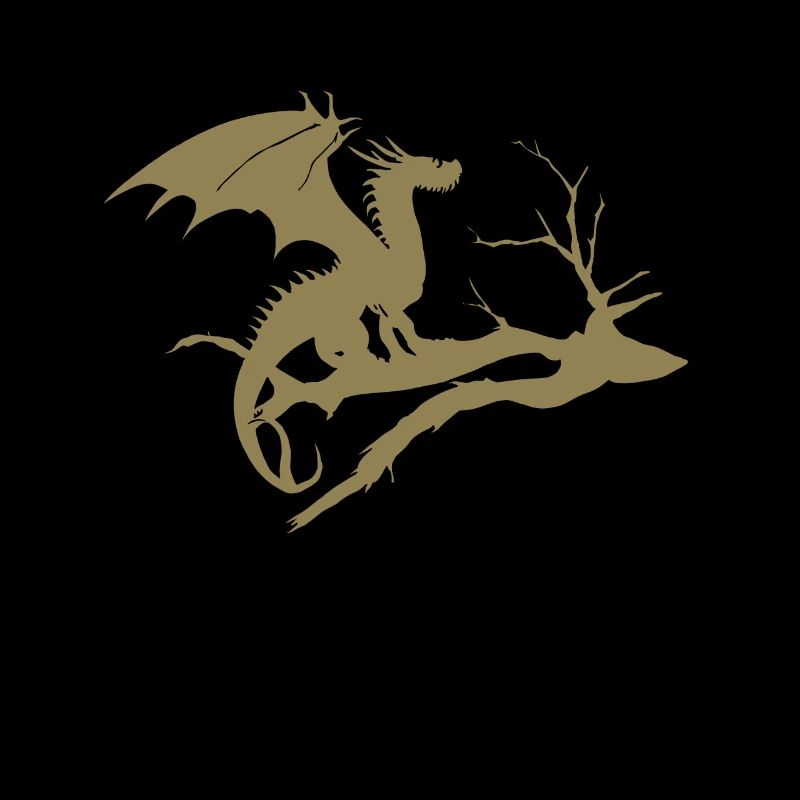 drache design silhouette toter baum