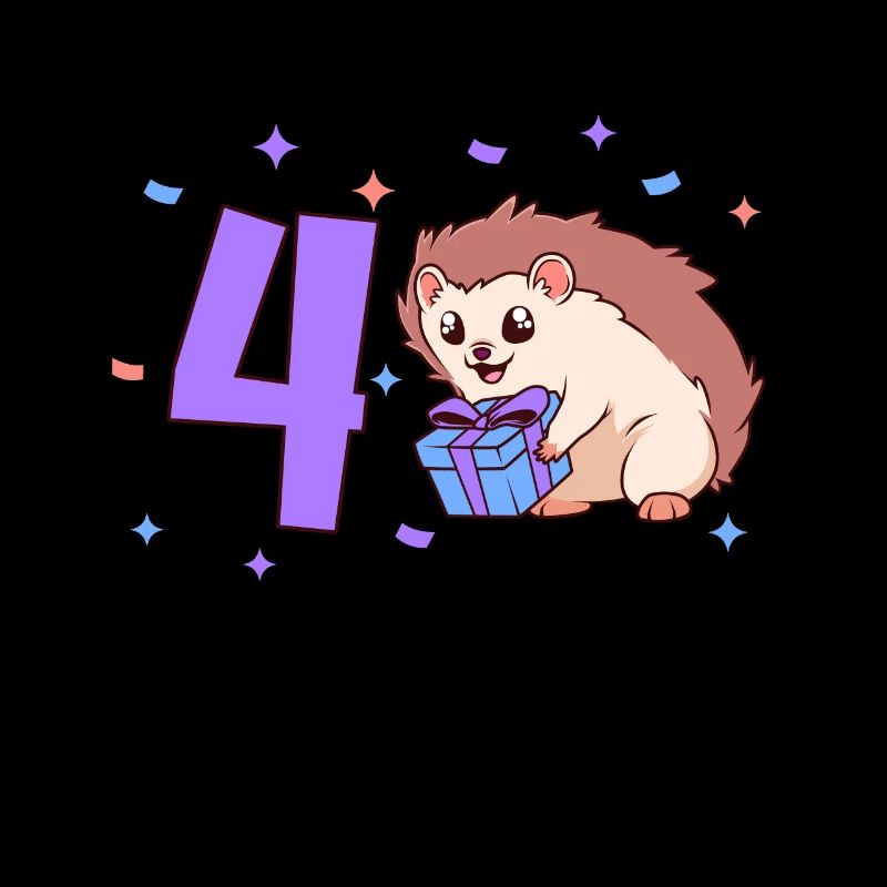 Mit Igel - Kinder Geburtstag 4 Jahre