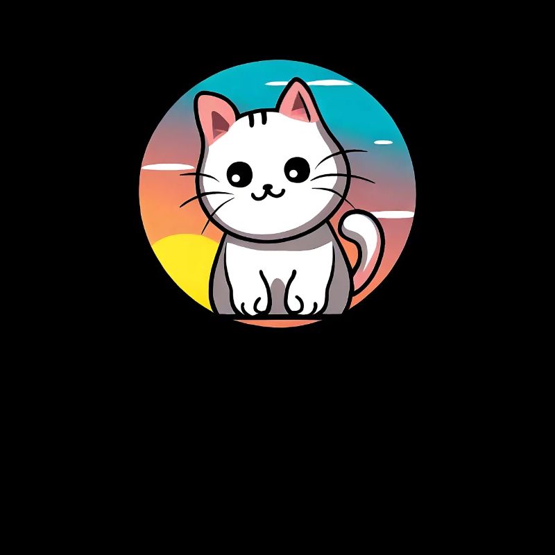 Mignon chat Coucher de soleil design blanc