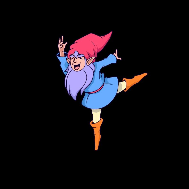 Comic garden gnome dances ballet - ballerina