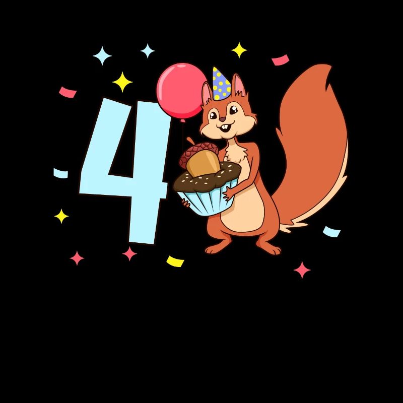 Mit Eichhörnchen - Kinder Geburtstag 4 Jahre