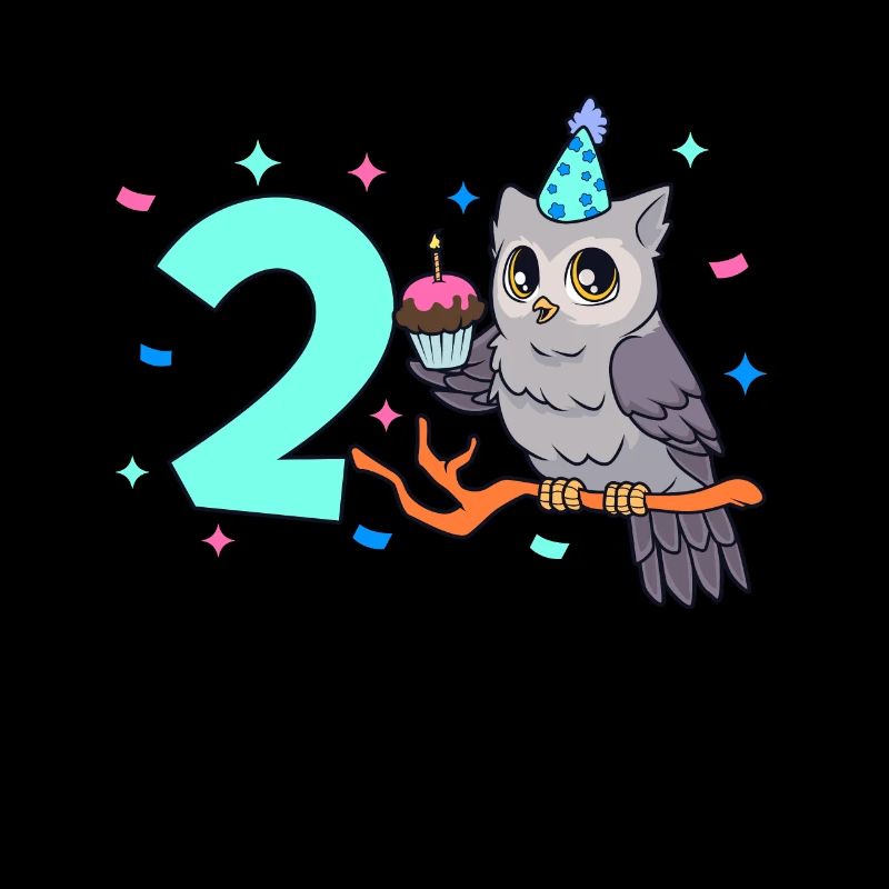 Mit Eule - Kinder Geburtstag 2 Jahre
