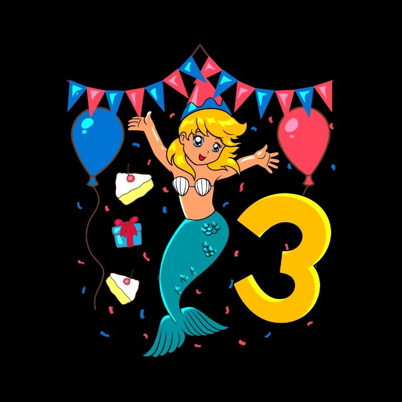 Mit Meerjungfrau - Mädchen Geburtstag 3 Jahre