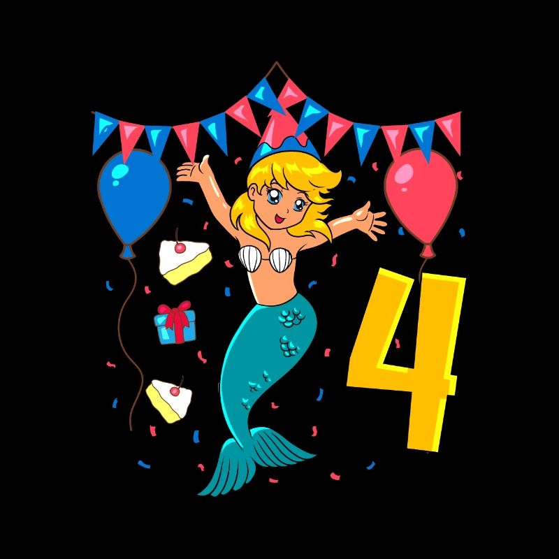 Mit Meerjungfrau - Mädchen Geburtstag 4 Jahre