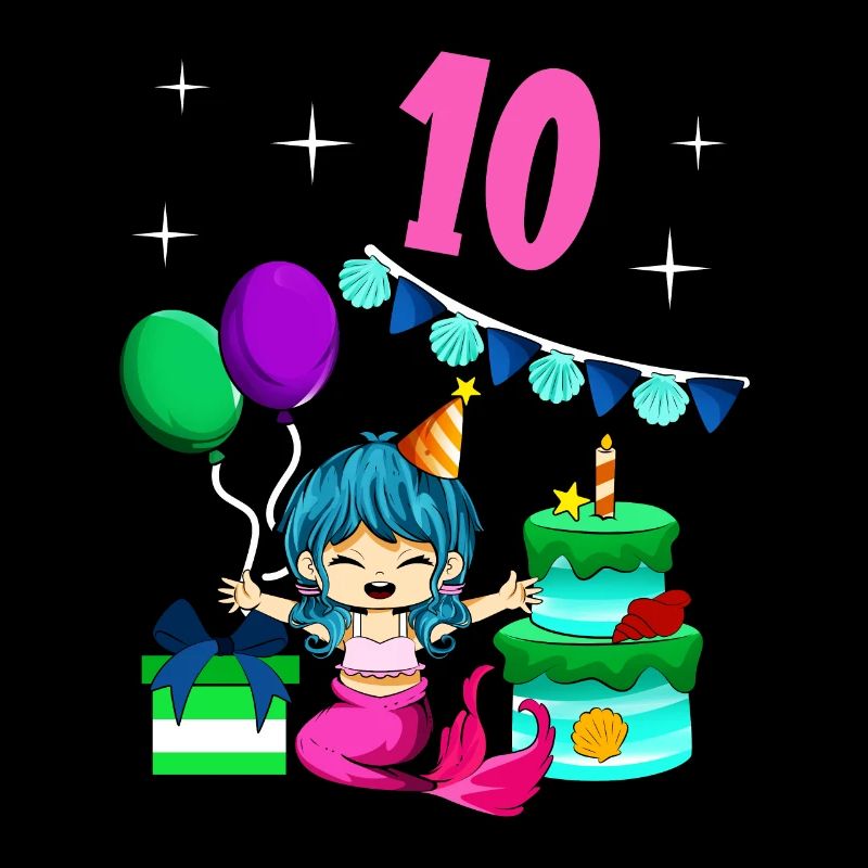Mit Meerjungfrau - Mädchen Geburtstag 10 Jahre