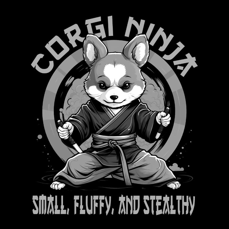 Ninja Corgi dog with lettering