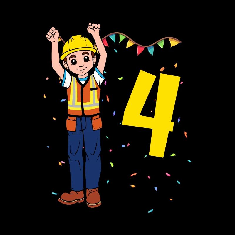 Mit Bauarbeiter - Jungs Geburtstag 4 Jahre