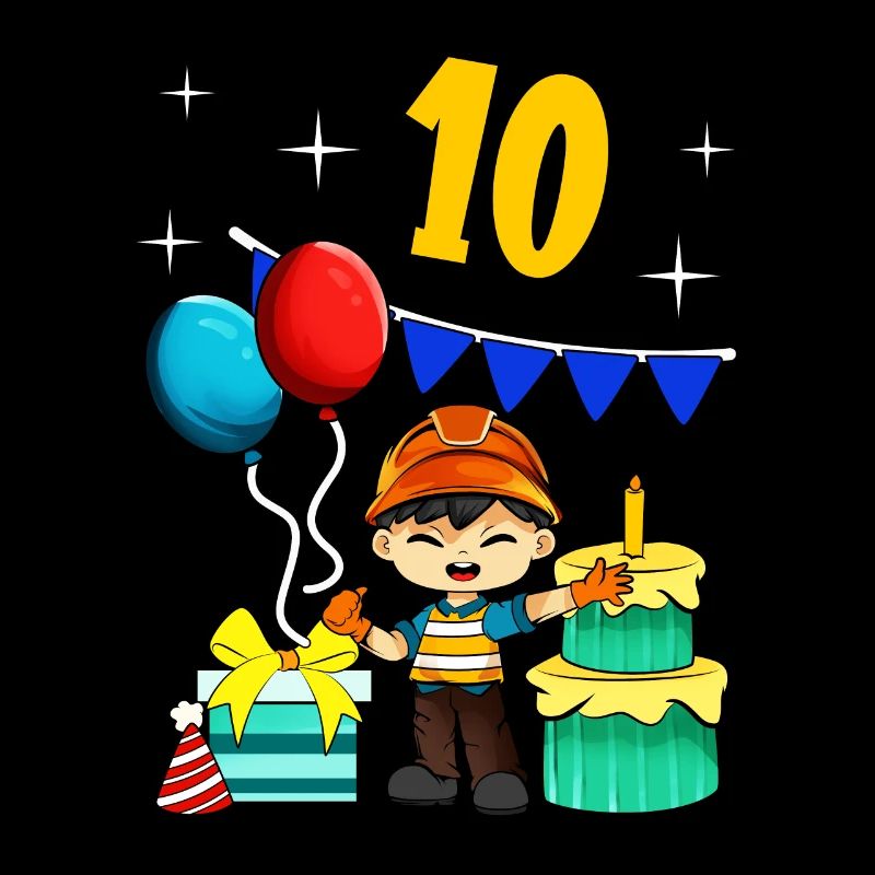 Mit Bauarbeiter - Jungs Geburtstag 10 Jahre