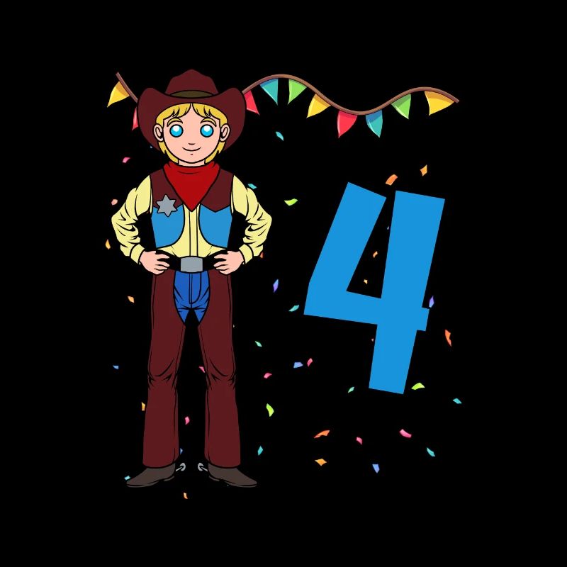 Mit Cowboy - Jungs Geburtstag 4 Jahre
