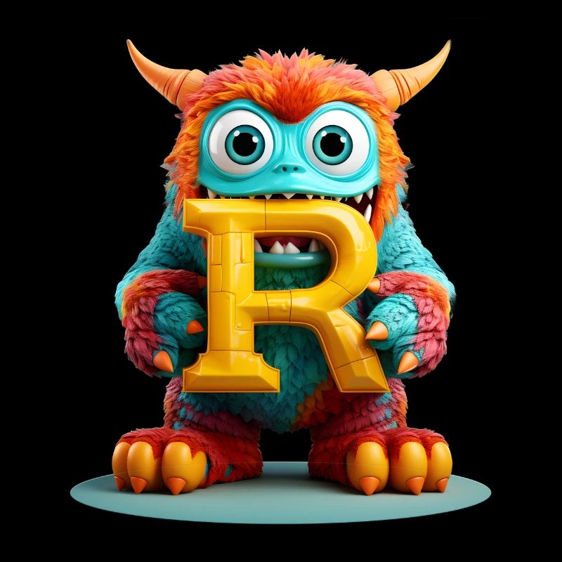 Bunter Monster mit Buchstabe R