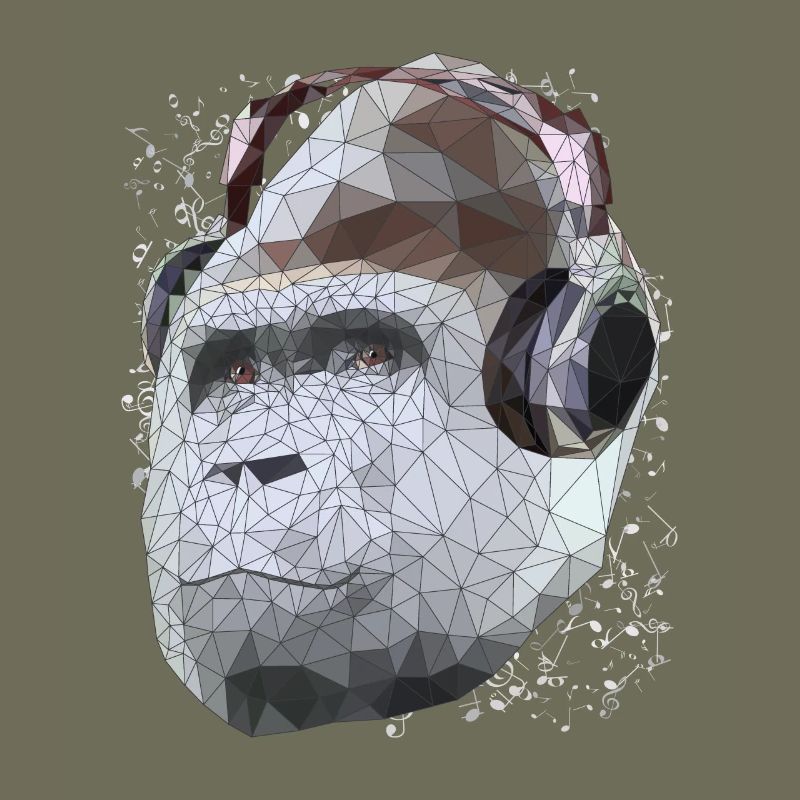 Gorilla mit Kopfhörern Low Poly Pop Art Kunst