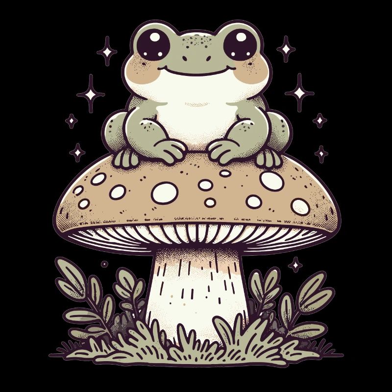 Cottagecore Ästhetischer Pilzfrosch
