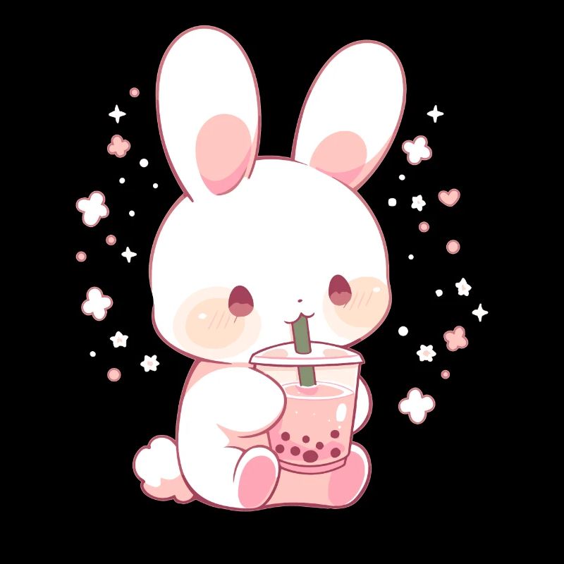 Kawaii Hase trinkt Boba Bubble Tea Chibi