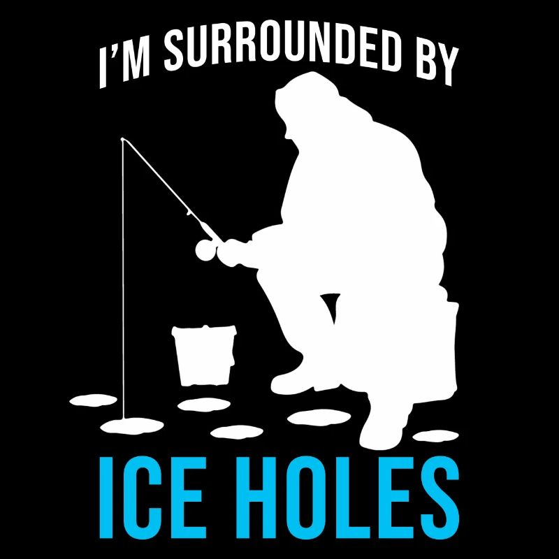 Entouré de trous de glace - Amateur de pêche sur glace