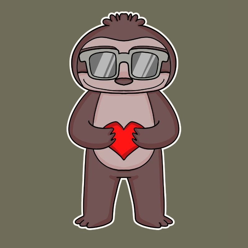 Faultier mit Herz und Brille