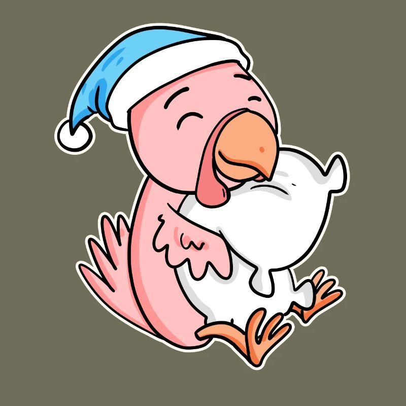 poulet avec oreiller et bonnet somnolent