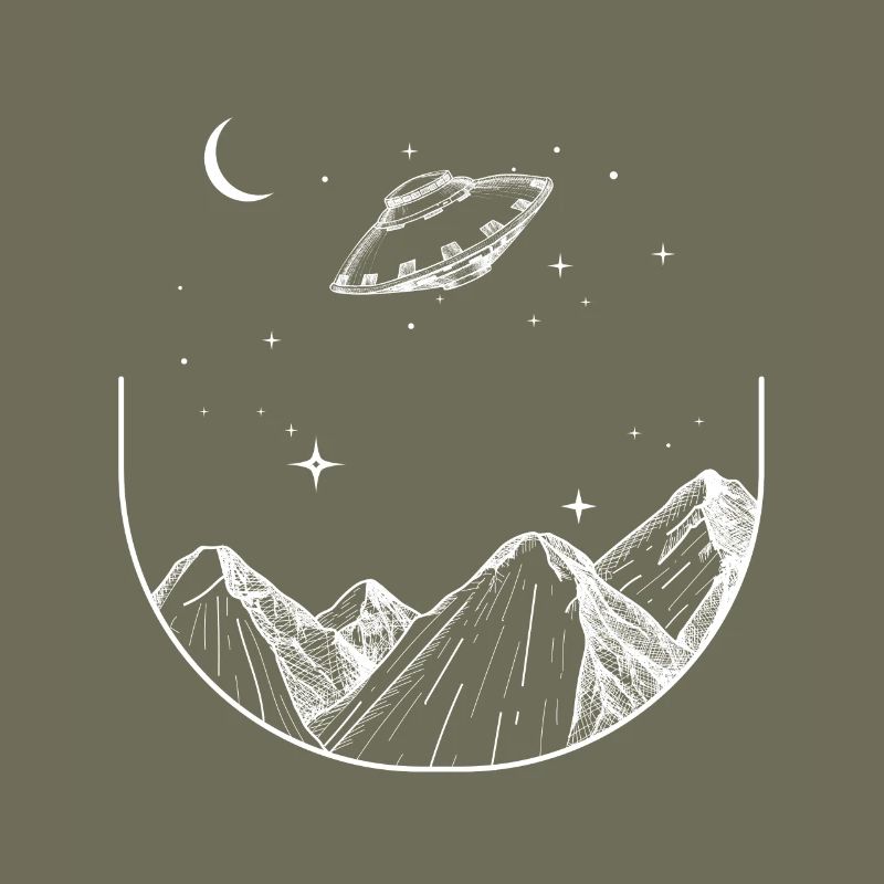 Mountains Night Sky UFO