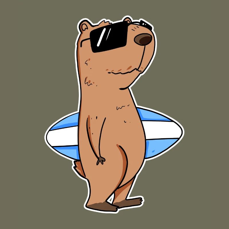 Capybara Surf Capybara Surfer Motif