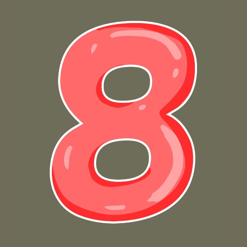 8 Number in red