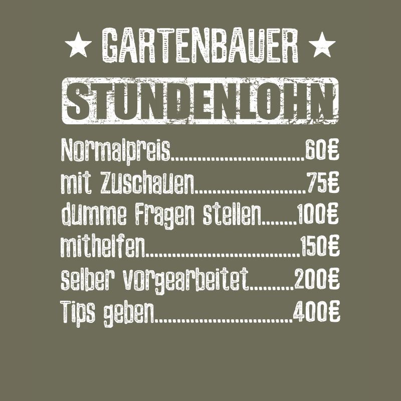 Stundenlohn Gartenbauer Beruf - Spruch