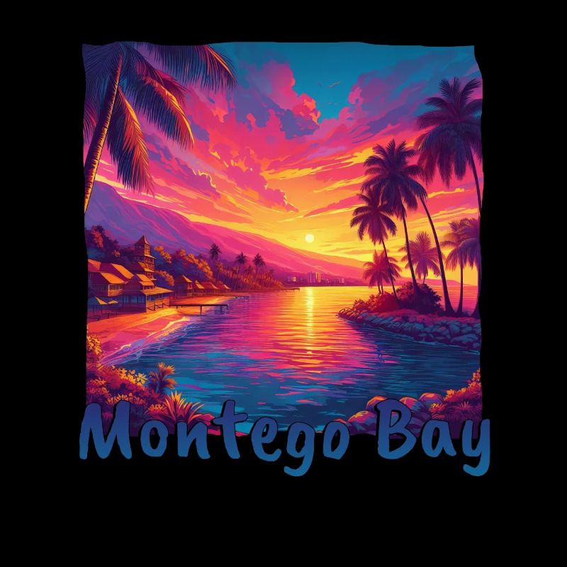 Montego Bay Jamaïque coucher de soleil en violet