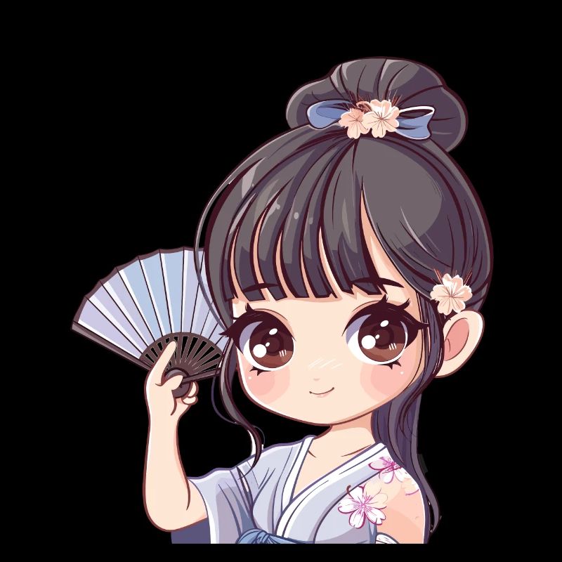 Fille d’anime avec ventilateur