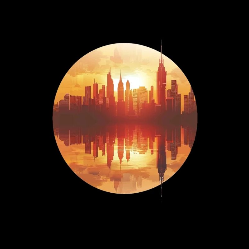 Sunset Cityscape Reflection