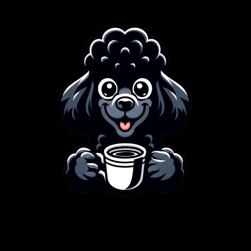 Schwarzer Pudel Liebt Schwarzen Kaffee