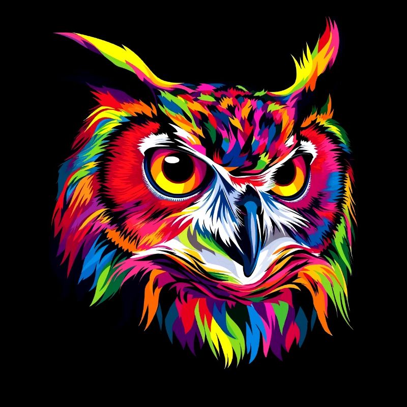 Eule Bunt Regenbogen Farben Pop Art Kauz Uhu Eulen