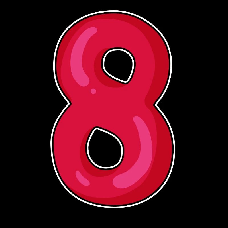 Numéro 8 Huitième Numéro Rouge Noir