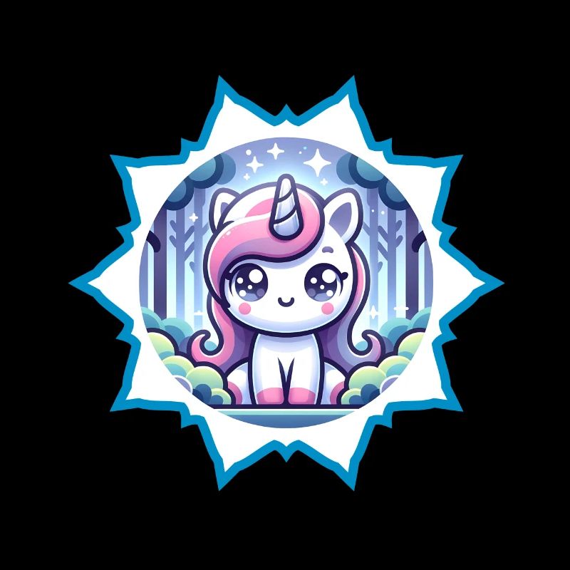 Süßes Einhorn im Wald mit Sterne