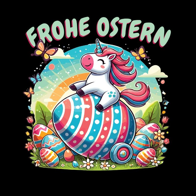 Licorne de Joyeuses Pâques - Conception amusante d’œuf de Pâques