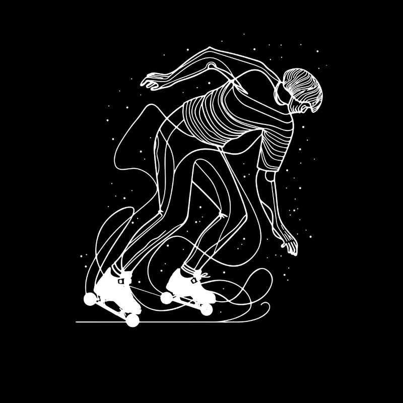 Roller Skater Line Art