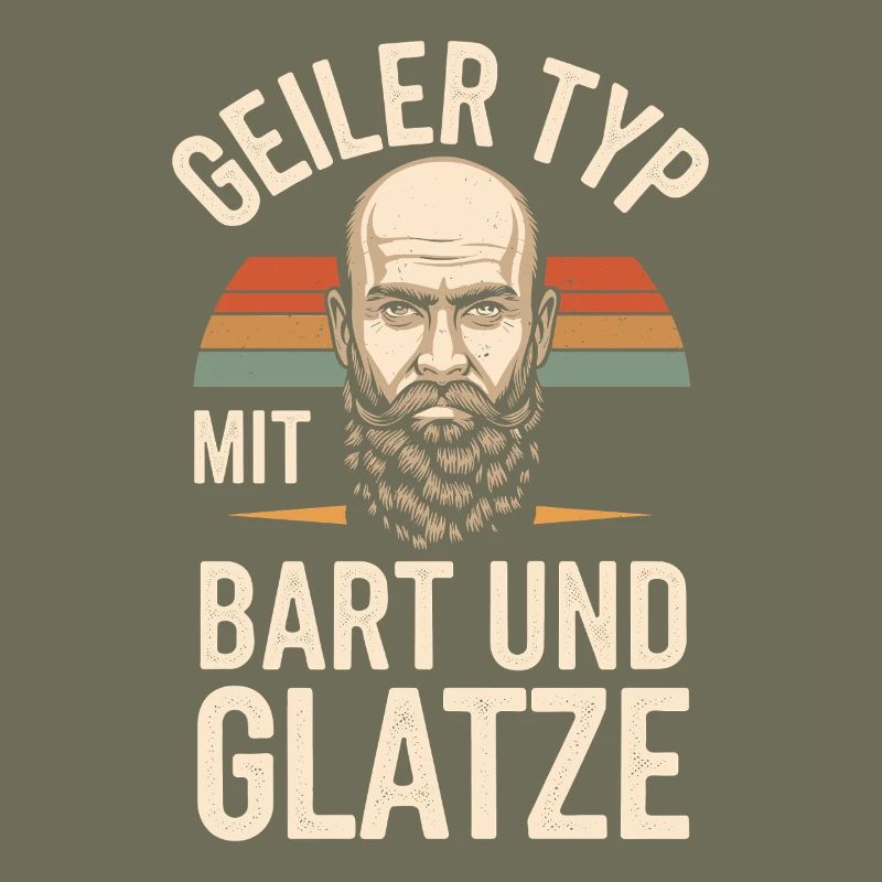 Geiler Typ Mit Bart & Glatze Glatzkopf Bartträger