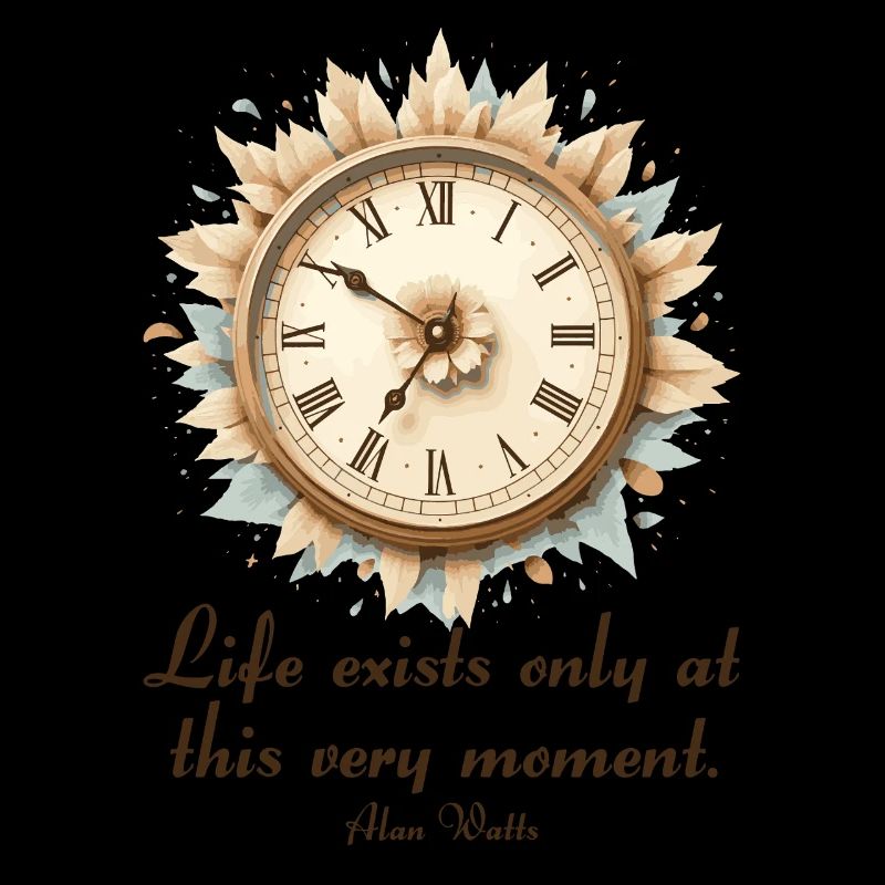 Leben im Moment Alan Watts Uhr Kunst