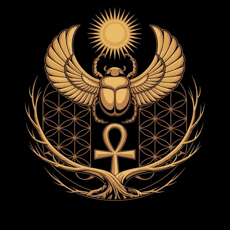 Winged Scarab with Ankh & Solar Disk