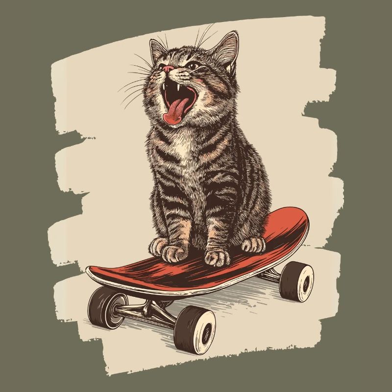 Chat de planche à roulettes