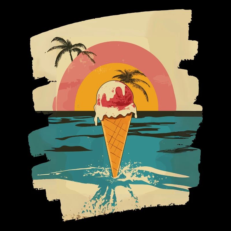 Glace et boule de glace coucher de soleil d’été