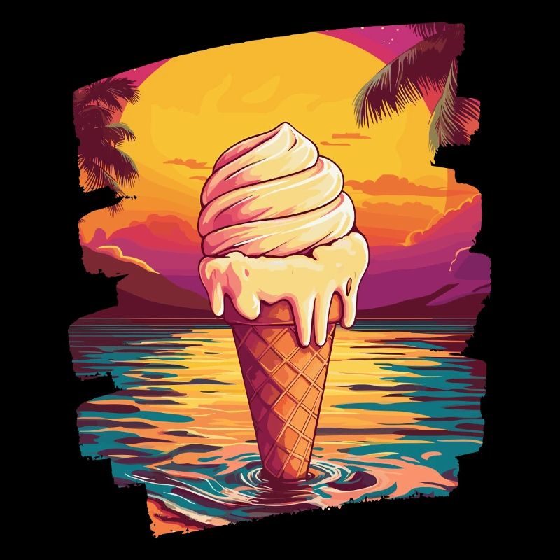 Glace et boule de glace coucher de soleil d’été