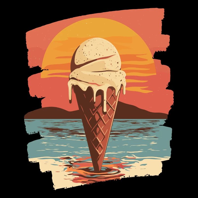 Glace et boule de glace coucher de soleil d’été